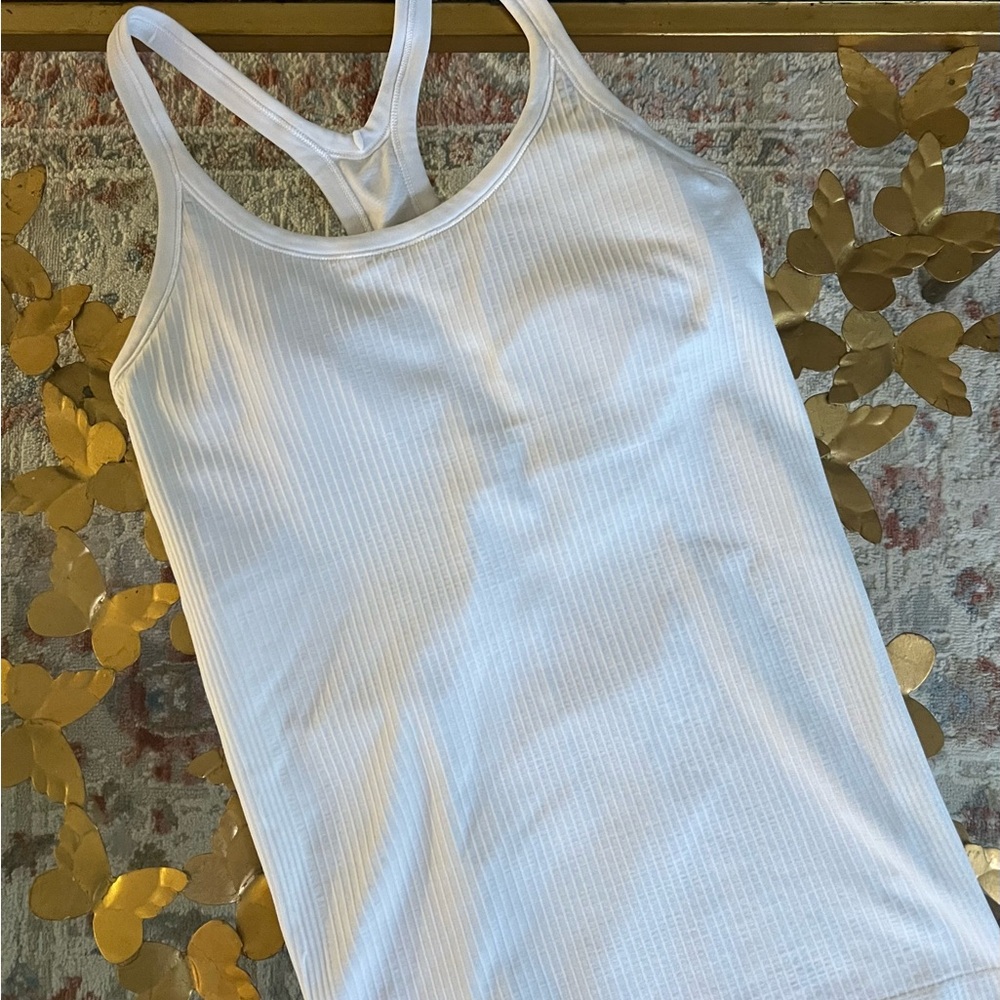 Lululemon White padded Ribbed Tank Top size 8